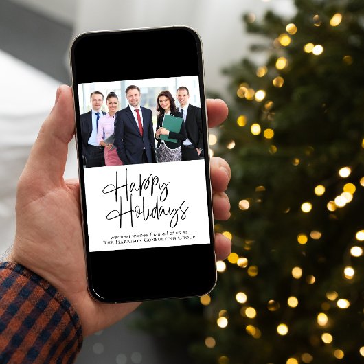 Happy Holidays Foto Weihnachtskarte für Firmenlogo