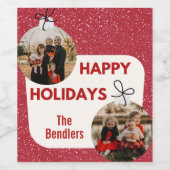 Happy Holidays Foto Weinkarte Weinetikett (Einzelnes Label)