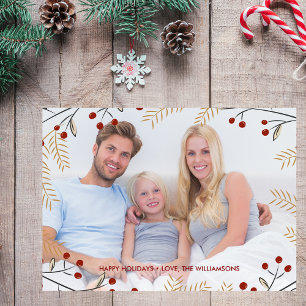 Happy Holidays Foto Winter Botanische Rote Berries Feiertagskarte