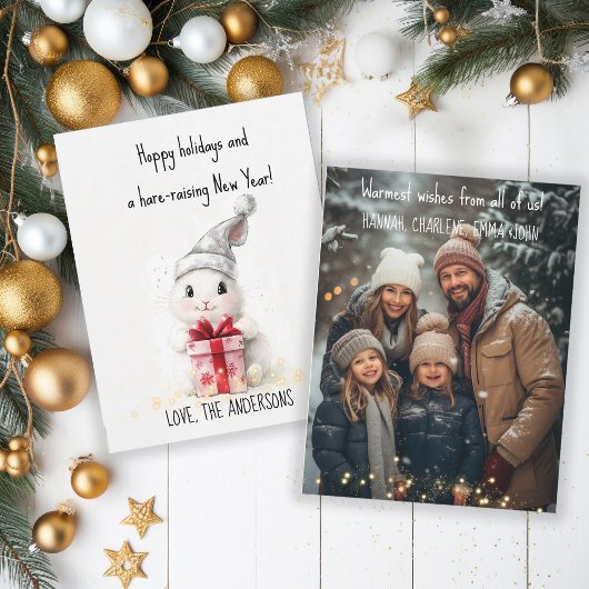 Happy Holidays Foto Winter Rabbit Weihnachten