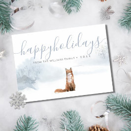 Happy Holidays Foto Winter Woodland Scene Fox Feiertagskarte