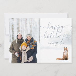 Happy Holidays Foto Winter Woodland Scene Fox Feiertagskarte