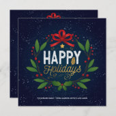 Happy Holidays Foto Wreath Card Feiertagskarte (Vorne/Hinten)