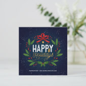 Happy Holidays Foto Wreath Card Feiertagskarte (Stehend Vorderseite)