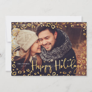Happy Holidays Fotokarte in Gold Modern & kühl Feiertagskarte