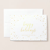 Happy Holidays Fotokarte | Real Gold Foil Stars Folienkarte (Vorderseite mit Umschlag)