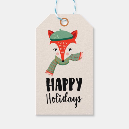 Happy Holidays Fox Geschenkanhänger (Vorderseite)
