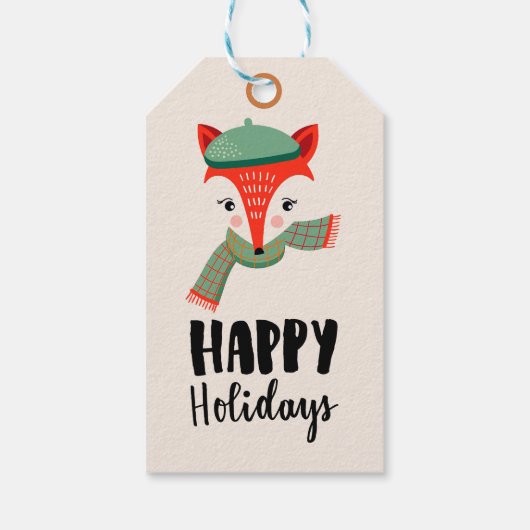 Happy Holidays Fox Geschenkanhänger (Rückseite)