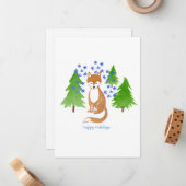 Happy Holidays Fox im Wald Mitteilungskarte (Vorderseite/Rückseite Beispiel)