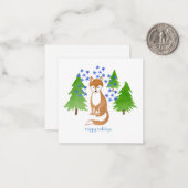 Happy Holidays Fox im Wald Mitteilungskarte (Vorderseite/Rückseite Beispiel)