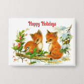 Happy Holidays Foxes Button Button (Vorderseite)