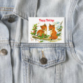 Happy Holidays Foxes Button Button (Insitu)