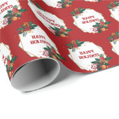 Happy Holidays Frame on Red Geschenkpapier (Rolleneckpunkt)