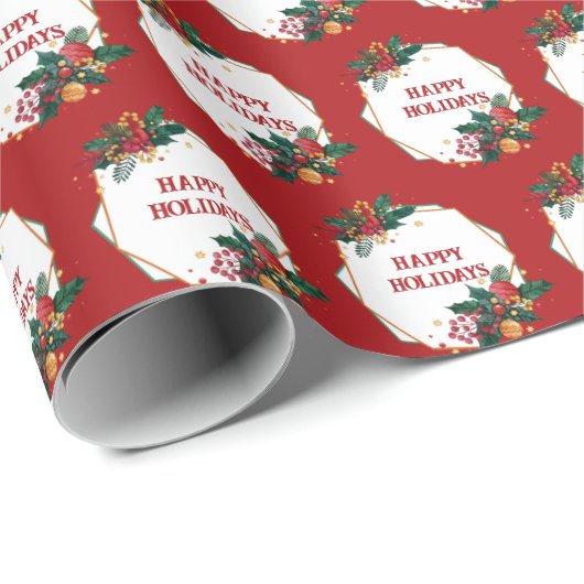 Happy Holidays Frame on Red Geschenkpapier (Rolleneckpunkt)