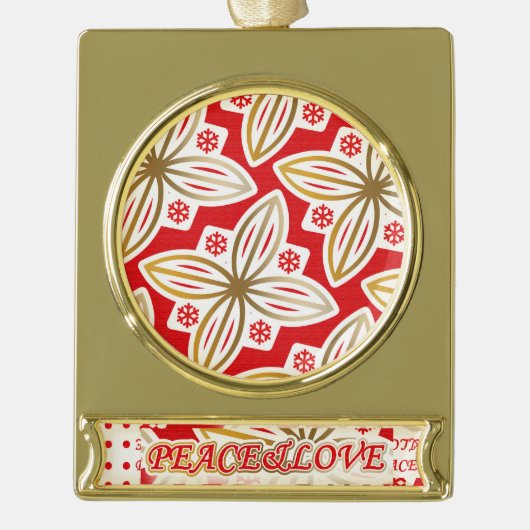 HAPPY HOLIDAYS | Frieden und Liebe | Weihnachtsste Banner-Ornament Gold (Vorderseite)