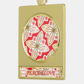 HAPPY HOLIDAYS | Frieden und Liebe | Weihnachtsste Banner-Ornament Gold (Links)