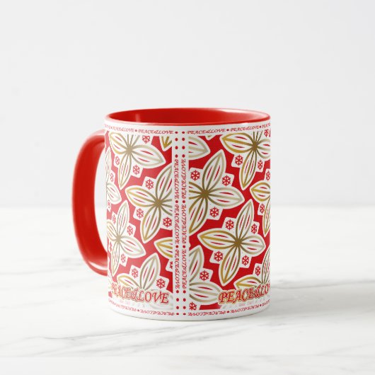 HAPPY HOLIDAYS | Frieden und Liebe | Weihnachtsste Tasse (Vorderseite Links)