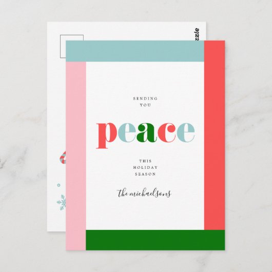 HAPPY HOLIDAYS | Friedenspostkarte wünschen Postkarte (Vorne/Hinten)