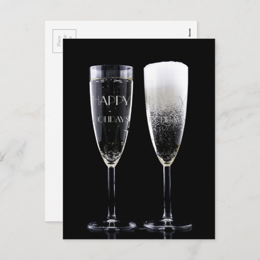 Happy Holidays Frohe Weihnachten Champagne Elegant (Vorne/Hinten)