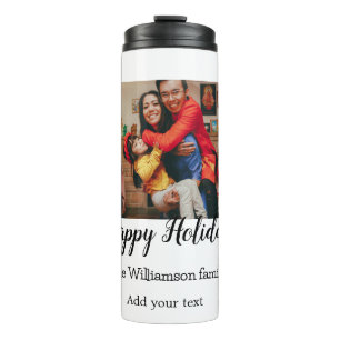 Happy Holidays frohe Weihnachten fügen Familiennam Thermosbecher