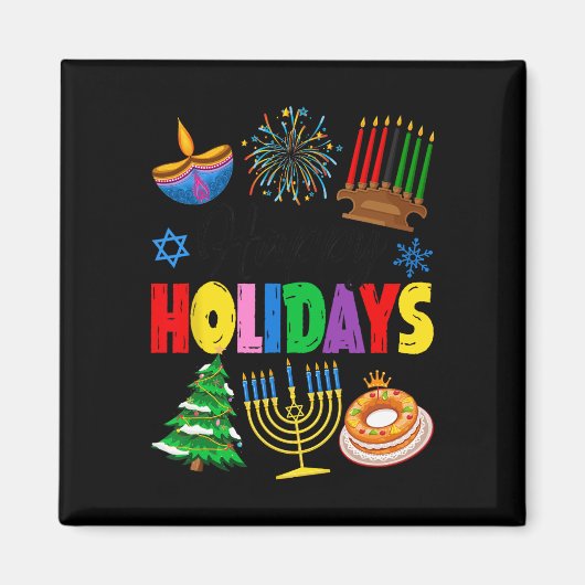 Happy Holidays Frohe Weihnachten Happy Hanukkah Ha Magnet (Vorne)