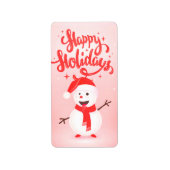 "Happy Holidays Frohe Weihnachten im Schneemann" Adressaufkleber (Vorne)