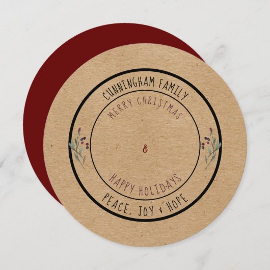 Happy Holidays & Frohe Weihnachten Runde Rustikal (Vorne/Hinten)