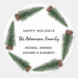 Happy Holidays Frohe Weihnachtsbaum Name Runder Aufkleber