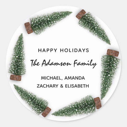 Happy Holidays Frohe Weihnachtsbaum Name Runder Aufkleber (Vorderseite)