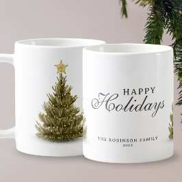 Happy Holidays Frohe Weihnachtsbaum Typografie Kaffeetasse