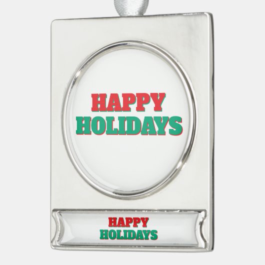 Happy Holidays Frohe Weihnachtszeit Banner-Ornament Silber (Links)
