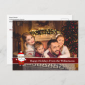 Happy Holidays Full Card Foto und Niedlicher Santa Postkarte (Vorne/Hinten)