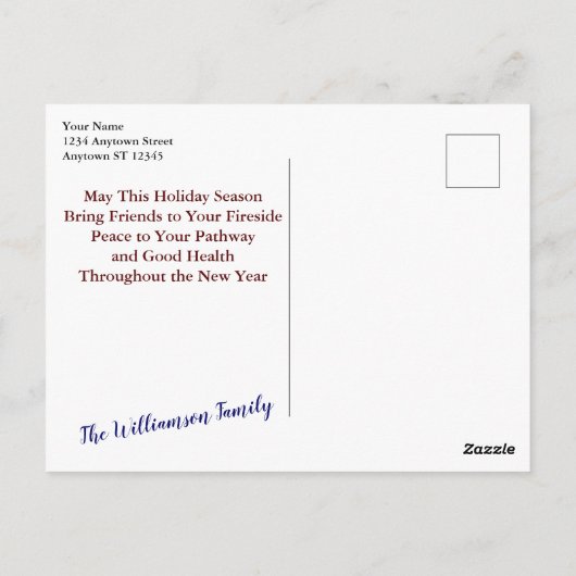 Happy Holidays Full Card Foto und Niedlicher Santa Postkarte (Rückseite)