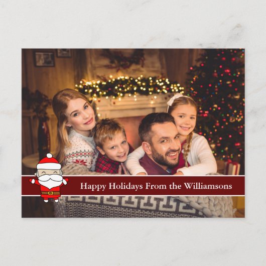 Happy Holidays Full Card Foto und Niedlicher Santa Postkarte (Vorderseite)