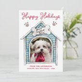 Happy Holidays Fun Pet Foto Feiertagskarte (Stehend Vorderseite)
