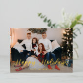Happy Holidays Fun Script Foto Card Folieneinladung (Stehend vorne)