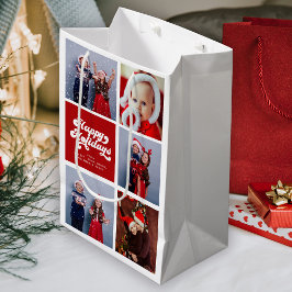 Happy Holidays Fun Simple Retro Typografy Foto Mittlere Geschenktüte