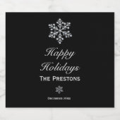 Happy Holidays Funkelnd Snowflake Beer Label Black Bierflaschenetikett (Einzelnes Label)
