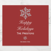 Happy Holidays Funkelnd Snowflake Beer Label Rot Bierflaschenetikett (Einzelnes Label)