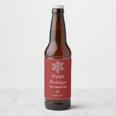 Happy Holidays Funkelnd Snowflake Beer Label Rot Bierflaschenetikett (Vorderseite)