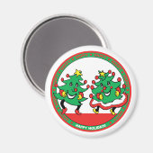 Happy Holidays Funny Dancing Weihnachtsbaumen Magnet (Vorderseite/Rückseite)