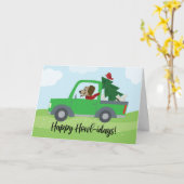Happy Holidays Funny Dog in Car Karte (Gelbe Blume)