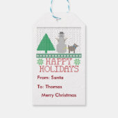 Happy Holidays Funny Dog Peeing Snowman Weihnachte Geschenkanhänger (Rückseite)