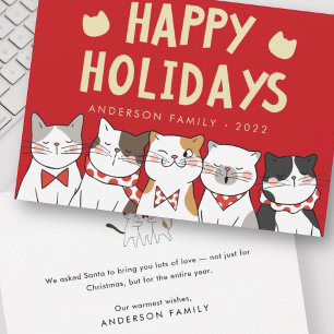 Happy Holidays Funny Niedlich Cats Caroling Feiertagskarte