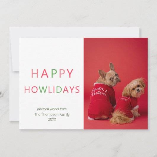 Happy Holidays Funny Pet Hund Foto Weihnachten (Vorderseite)