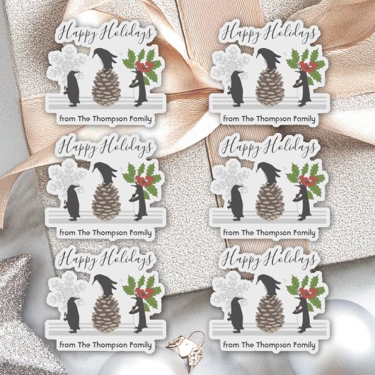 Happy Holidays Funny Pinguin Weihnachtsgeschenke L Aufkleber