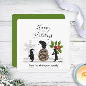 Happy Holidays Funny Pinguin Whimsical Weihnachten