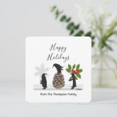 Happy Holidays Funny Pinguin Whimsical Weihnachten (Stehend Vorderseite)