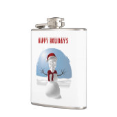 Happy Holidays. Funny skull-head snowman Flachmann (Links)