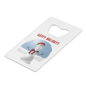 Happy Holidays. Funny skull-head snowman Geldbeutel Flaschenöffner (Rückseite Schrägansicht)